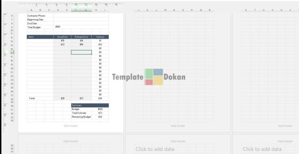 Home Renovation Budget Template
